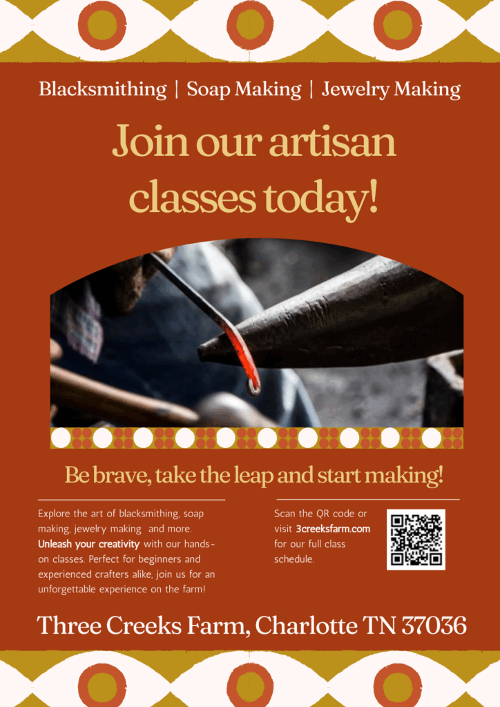 Artisan classes at Three Creeks farm in Tennessee
